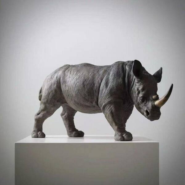 Resin Rhinoceros Sculpture 0DPC3Q3WQ - The Home Depot