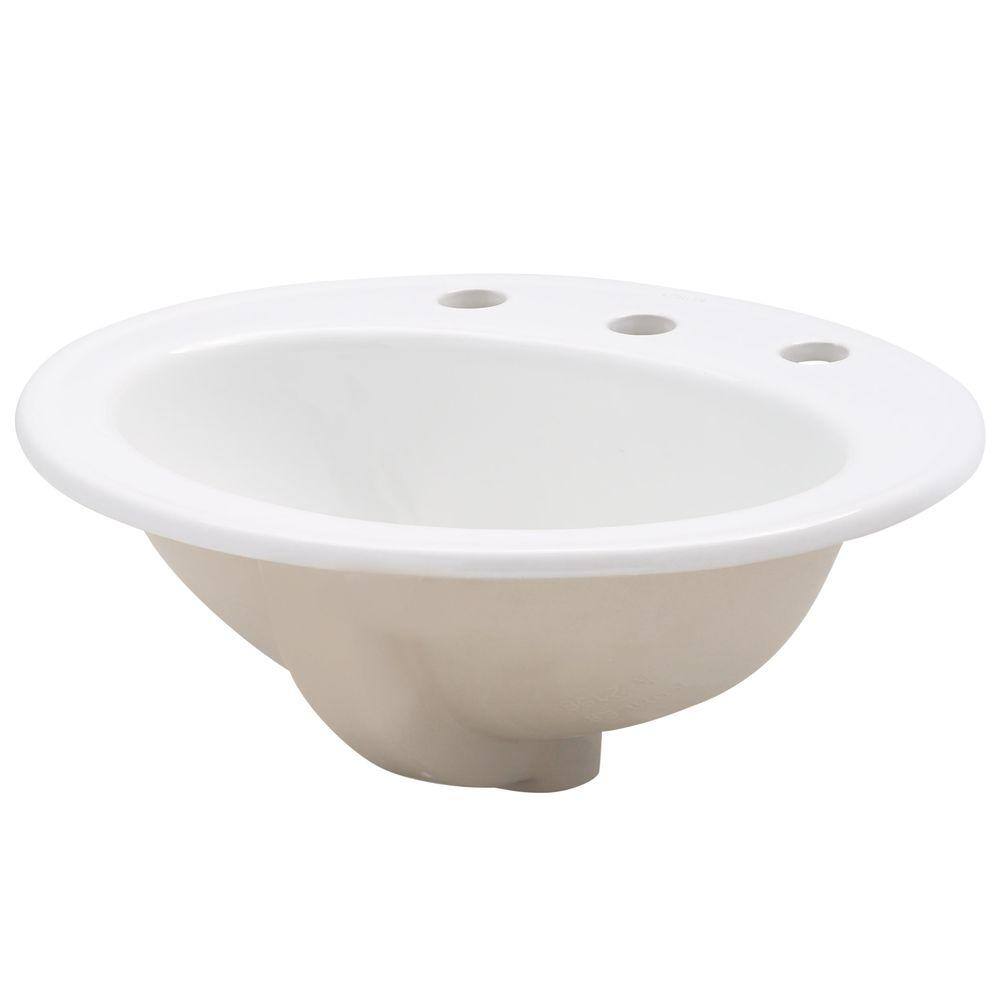 White Ceramic Oval Undermount Bathroom Sink with Overflow