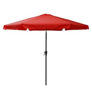 10 ft. Steel Market Crank Open Patio Umbrella in Red