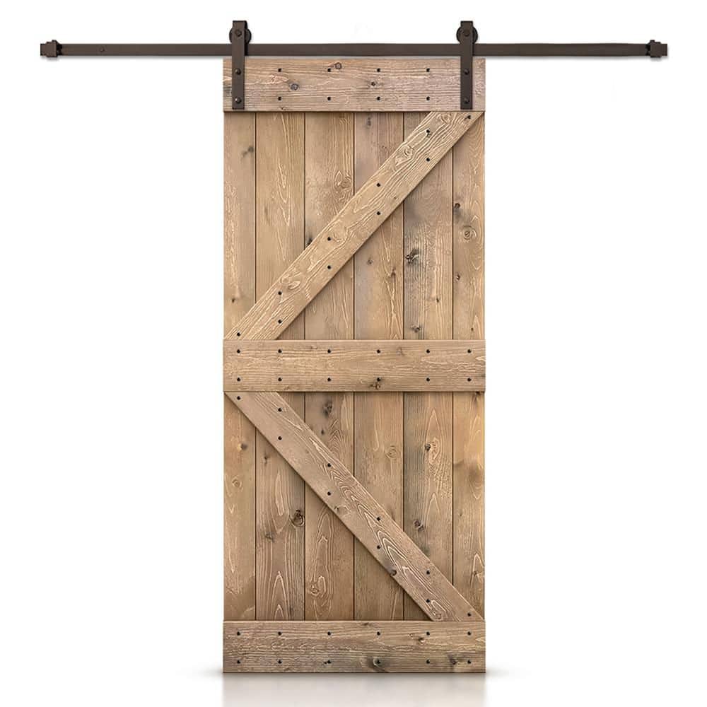 24 in. x 80 in. K Series Solid Core Light Brown Stained DIY Wood Interior Sliding Barn Door with Hardware Kit price history on PriceWatchPro