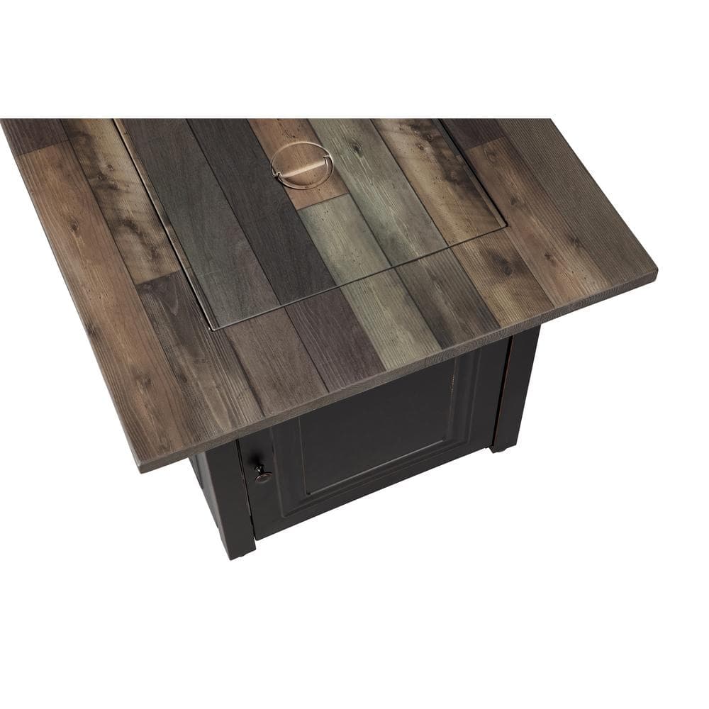 30" Black and Brown Steel and Resin Outdoor Fire Pit