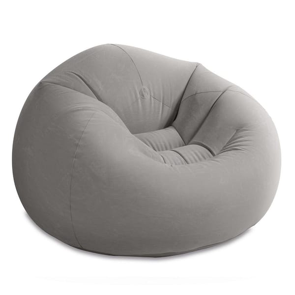 Twin Inflatable Contoured Corduroy Beanless Bag Lounge Chair in Gray