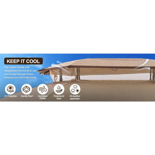 Unbranded - Outdoor Leisure 12 ft. x 10 ft. Beige Fabric Top Gazebo