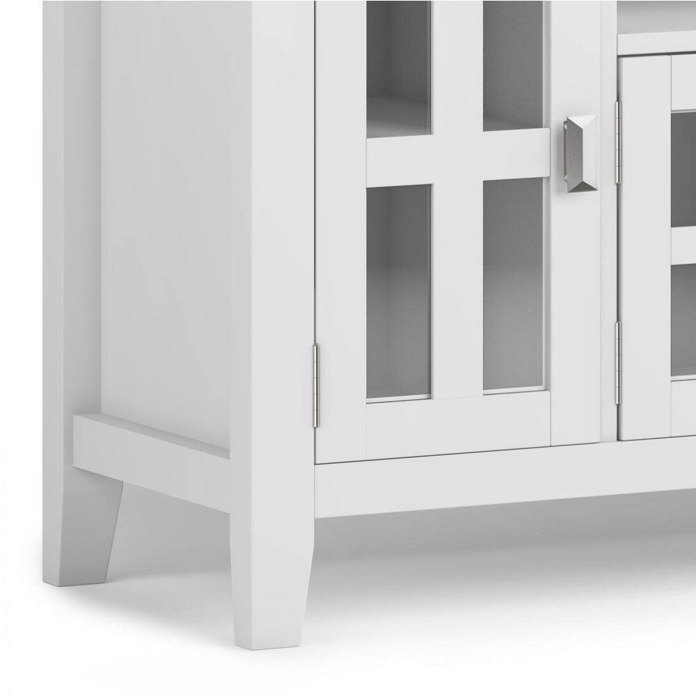 White Solid Wood 72 Inch TV Media Stand with Cabinets