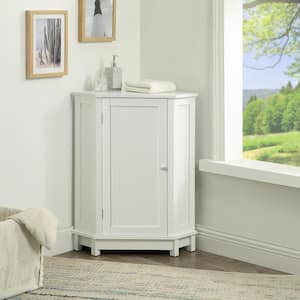 24.72 in. W x 17.5 in. D x 31.5 in. H White Linen Cabinet Bathroom Triangle Corner Storage Cabinet with Adjustable Shelf