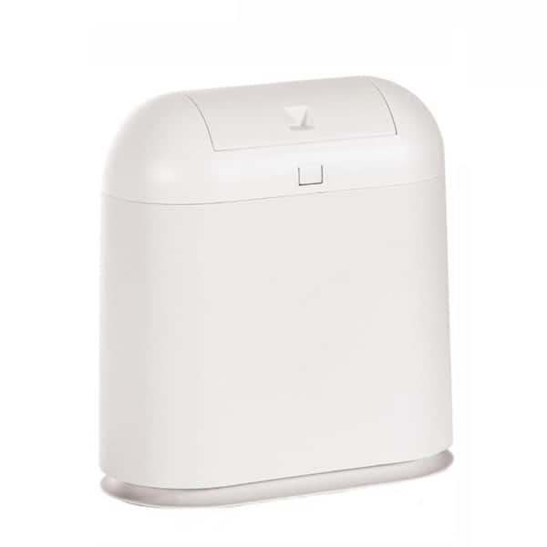 Unbranded 2.6 Gal. White Plastic Narrow Trash Can with Press Top Lid