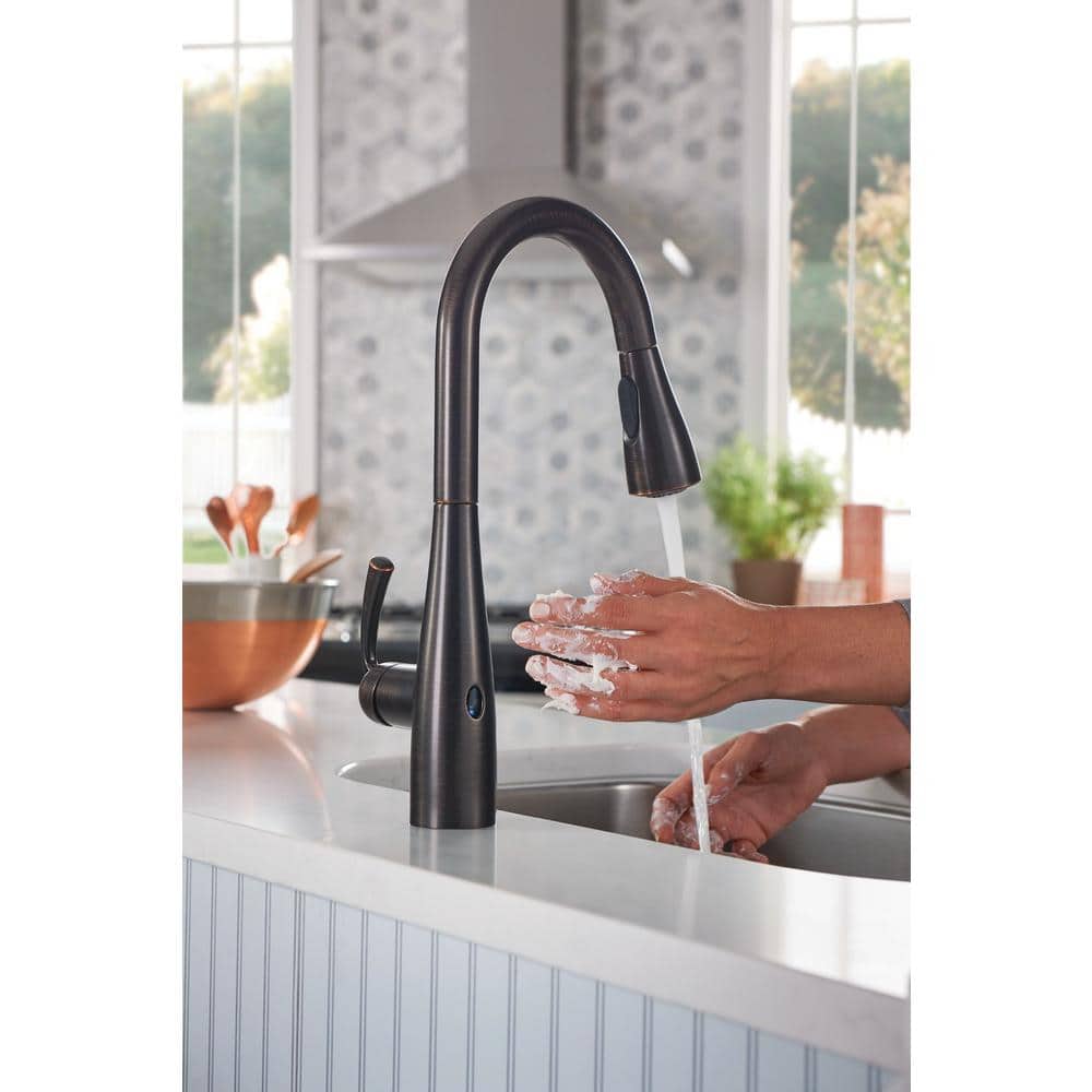 Mediterranean Bronze Touchless Pull-Down Kitchen Faucet with Spray