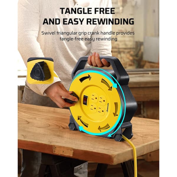 DEWENWILS Heavy Duty 25 ft. 16 / 3 SJTW 13 Amp Retractable Hand