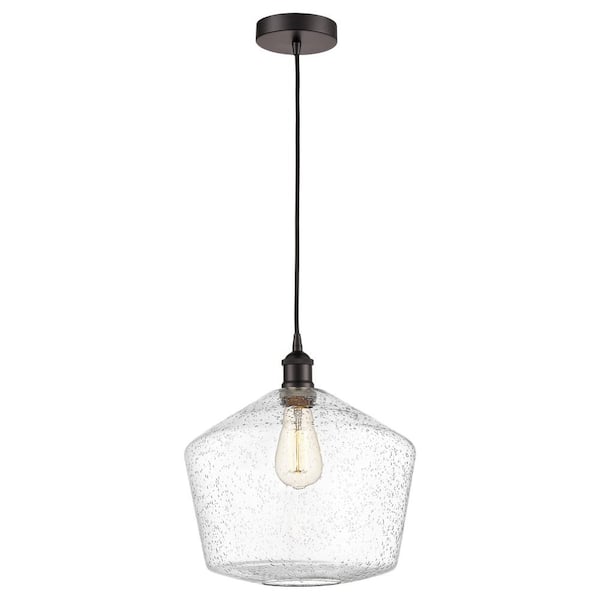Innovations Cindyrella 60-Watt 1-Light Oil Rubbed Bronze Standard Mini Pendant Light with Seeded Glass Shade, No Bulbs Included