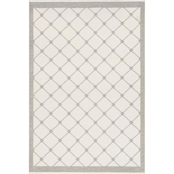 nuLOOM Amiyah Reversible Machine Washable Light Grey 4 ft. x 6 ft. Modern Area Rug