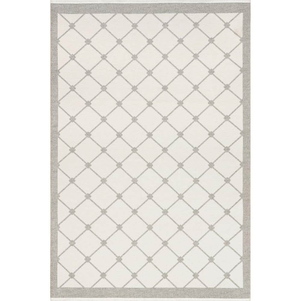Amiyah Reversible Machine Washable Light Grey 5 ft. x 8 ft. Modern Area Rug price history on PriceWatchPro