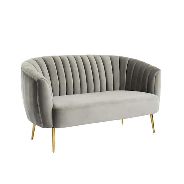 Furniture of America Halsboro 60.75 in. Gray Polyester 2-Seat Loveseat