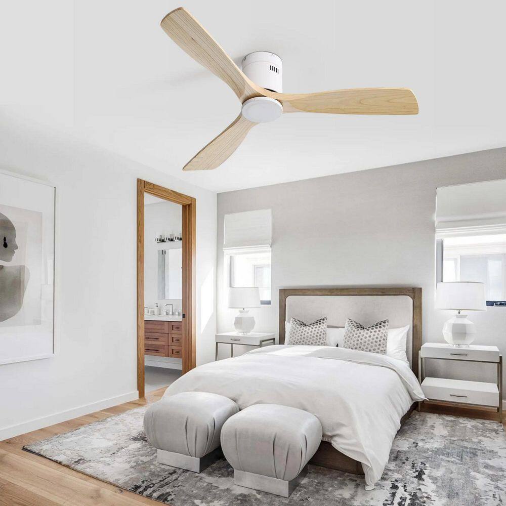 52 in. Flush Mount Ceiling Fan with 3 Solid Wood Blades, Reversible DC Motor, Remote Control, No Light price history on PriceWatchPro