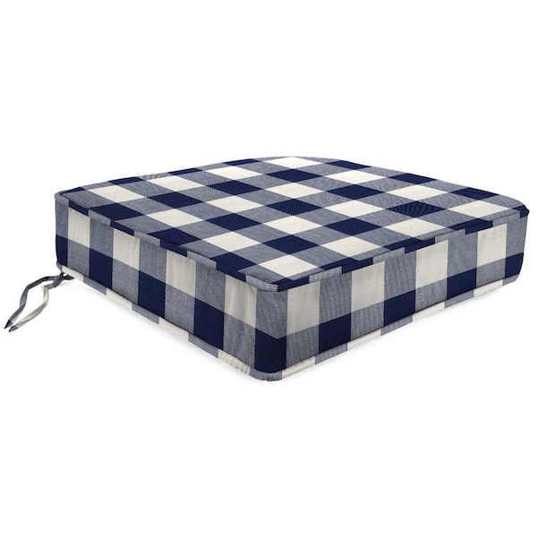 Jordan Manufacturing 22.5 in. L x 22.5 in. W x 5 in. T Square Outdoor Deep Seat Cushion in Navy Buffalo Check