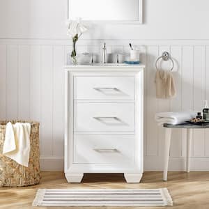 Floyd 24 in. W x 22 in. D x 34 in. H Single Sink Bath Vanity in Pure White with White Engineered Stone Top
