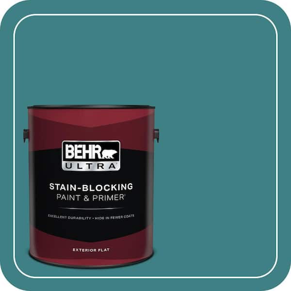BEHR ULTRA 1 gal. #510D-7 Pacific Sea Teal Flat Exterior Paint & Primer