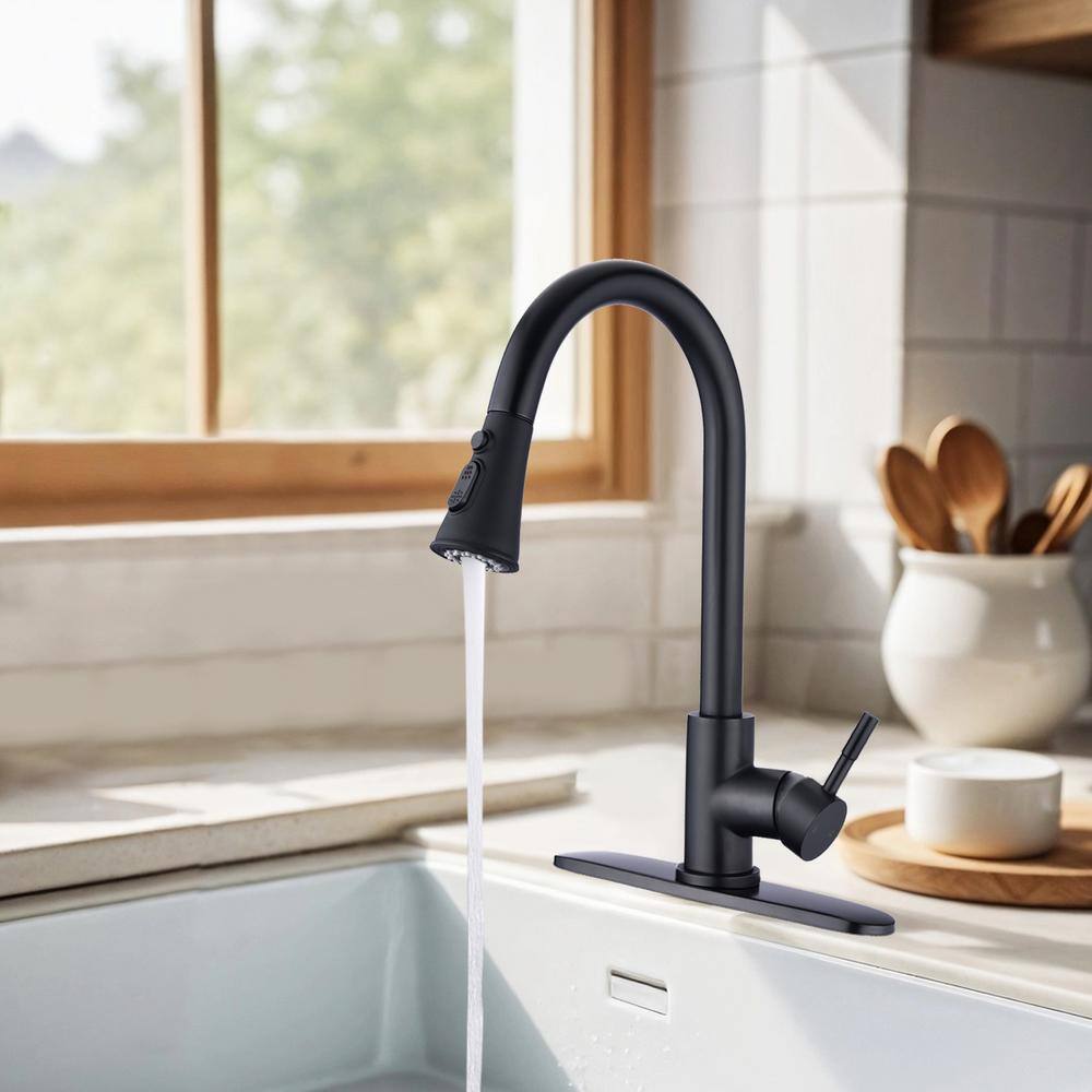 Matte Black Stainless Steel Pull Down Kitchen Faucet