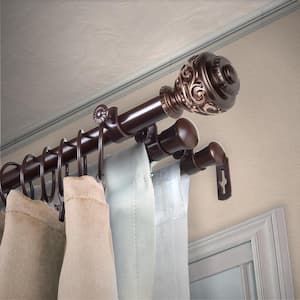 13/16" Dia Adjustable 28" to 48" Triple Curtain Rod in Cocoa with Diana Finials