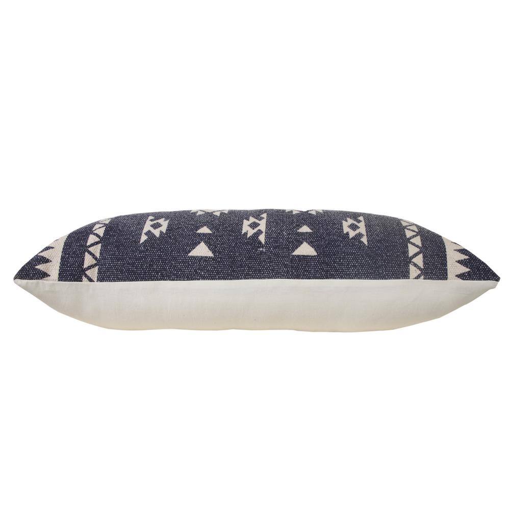 Southwestern Navy Blue / White 14 in. x 36 in. Dynamic Denim Geometric Indoor Throw Pillow