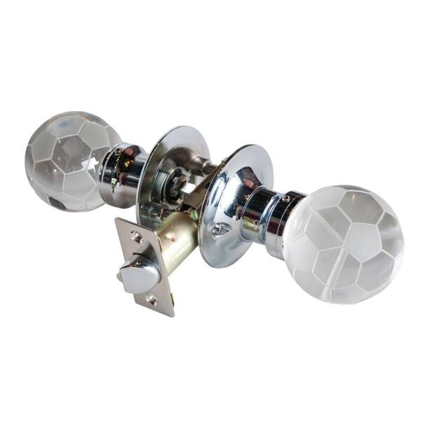 Krystal Touch of NY Soccer Ball Crystal Chrome Passive Door Knob with LED Mixing Lighting Touch Activated