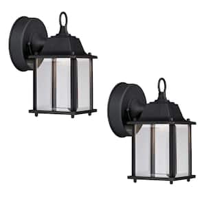 8.375 in. Black Integrated LED Outdoor Line Voltage Wall Lantern Sconce (2-Pack)