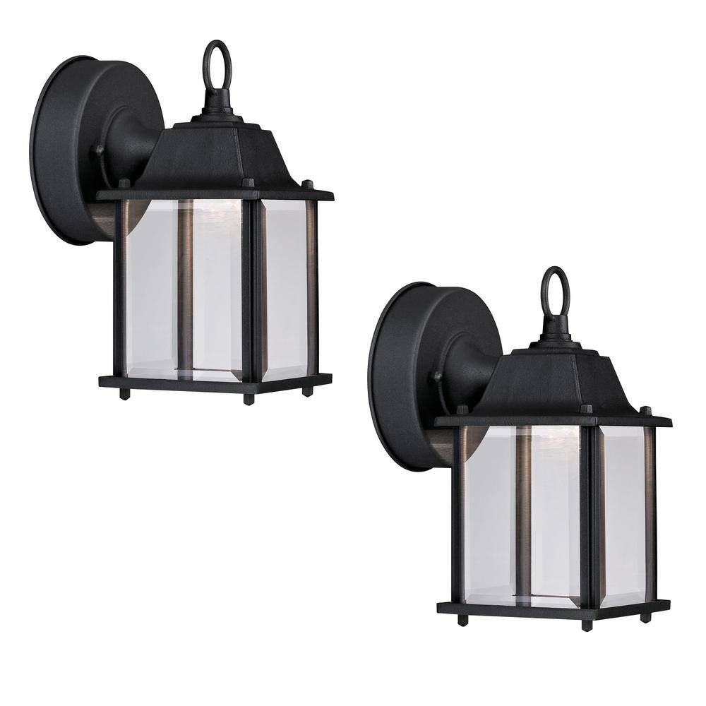 8.375 in. Black Integrated LED Hardwired Line Voltage Outdoor Wall Light Lantern Sconce (2-Pack) price history on PriceWatchPro