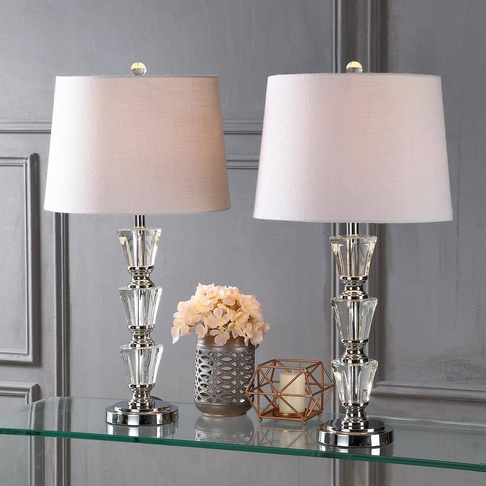 JONATHAN Y Layla 27 in. Clear Crystal Table Lamp (Set of 2) JYL2044A ...