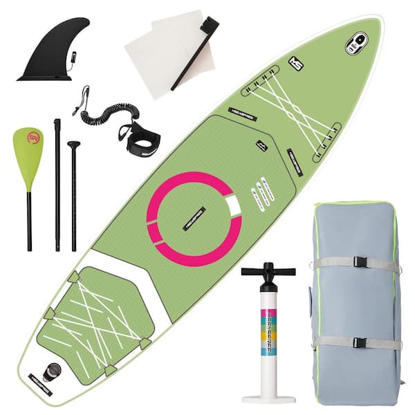 Unbranded 132 in. W x 34 in. L x 6 in. H Inflatable Stand Up Paddle Board Premium SUP Accessories Backpack Wide Stance Bottom Fin