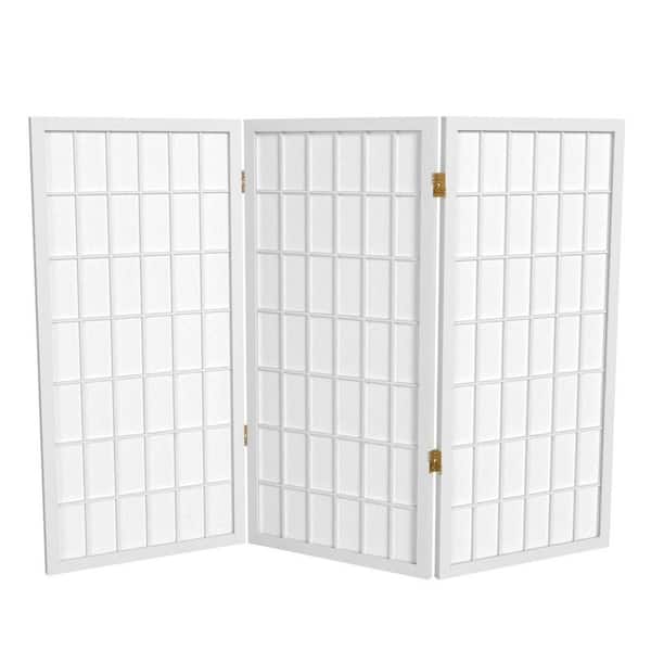 3 ft. Short Window Pane Shoji Screen - White - 3 Panels