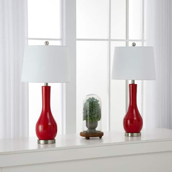 Maxax Sacramento 28 .5" Red Table Lamp Set with USB (Set of 2)