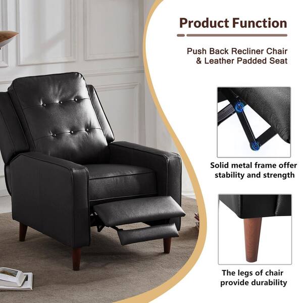 black leather push back recliner