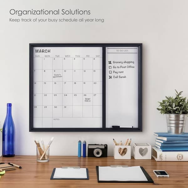 Towle Living 24 in. x 19 in. White Calendar and Cork Board Combo with  Markers and Pins 5285105 - The Home Depot