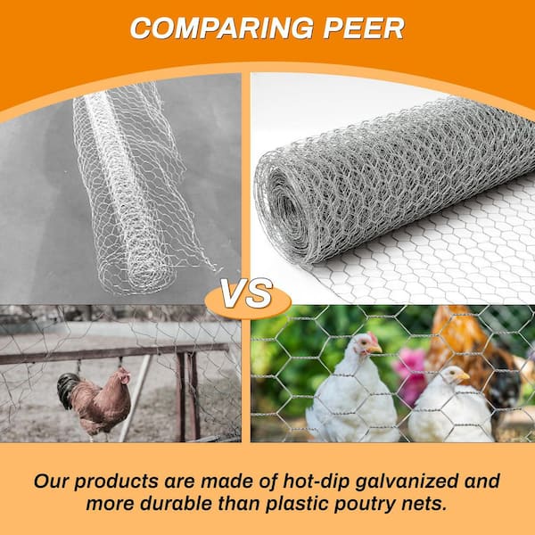 1.5 ft. x 100 ft. Reinforced Anti-Rust Galvanized Welded Wire Fence, PVC Hardware Cloth Support Chicken Coop, Rat Fence