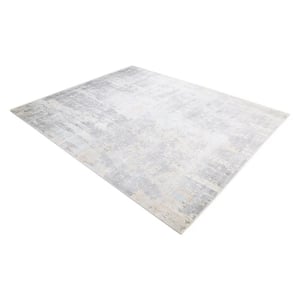 Hagues Contemporary Abstract Cream 9 ft. x 12 ft. Hand-Knotted Area Rug