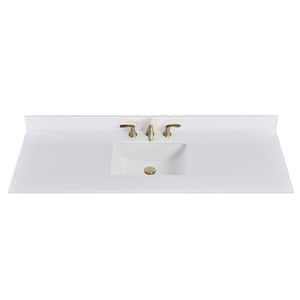 60 in. W x 22 in. D Engineered Stone Composite White Rectangular Single Sink Bathroom Vanity Top in Solid White