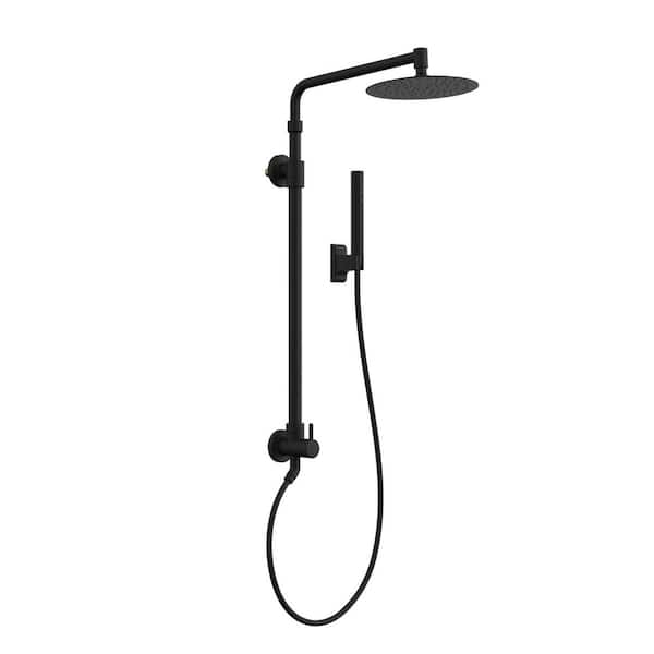 PULSE Showerspas Atlantis 1-Spray Setting 1.8 GPM Wall Mounted 10 in. Fixed and Handheld Shower Head with Body Jets in Matte Black