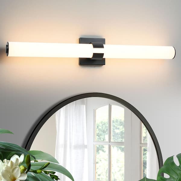 KAISITE 31 in. 1-Light Black LED Vanity Light Bar Dimmable 28-Watt Wall Sconce Modern Bathroom Light Fixture w/ 3000k Warm Light