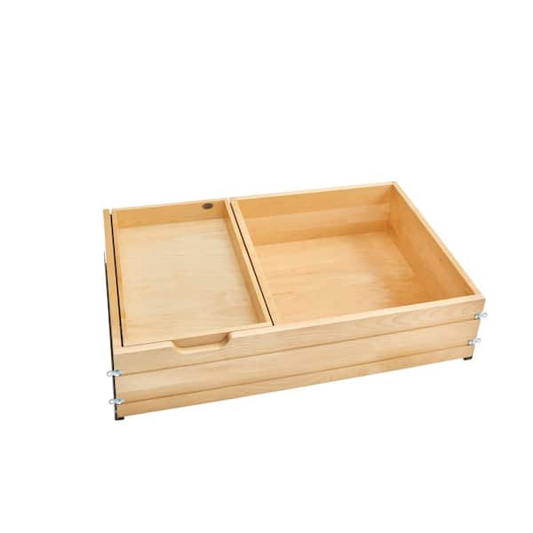 34.5 in. W x 22.19 in. D x 8.03 in. H Maple Wood Base Cabinet 2-Tier Replacement Deep Drawer System with Soft-Close