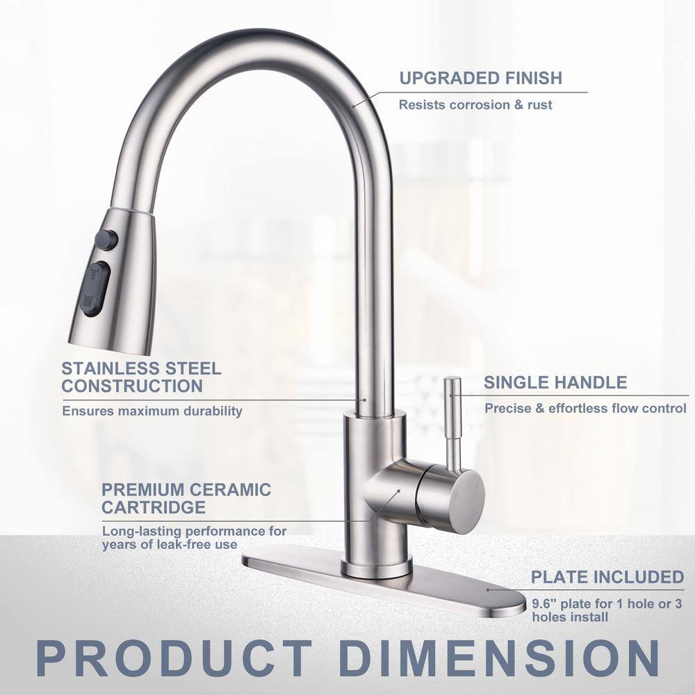 Brushed Nickel Single Handle Pull Down Kitchen Faucet