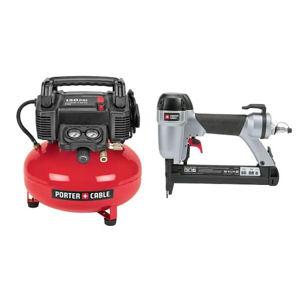 Porter-Cable 6 Gal. 150 PSI Portable Electric Air Compressor and Narrow Crown Stapler Combo Kit (2-Tool)