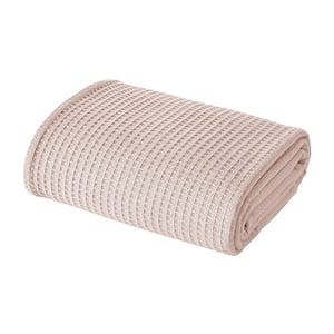 100% Cotton Waffle Thermal Blankets Blush Twin