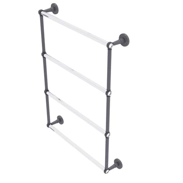 Allied Brass Clearview 24 in. 4-Tier Ladder Towel Bar with Twisted Accents in Matte Gray