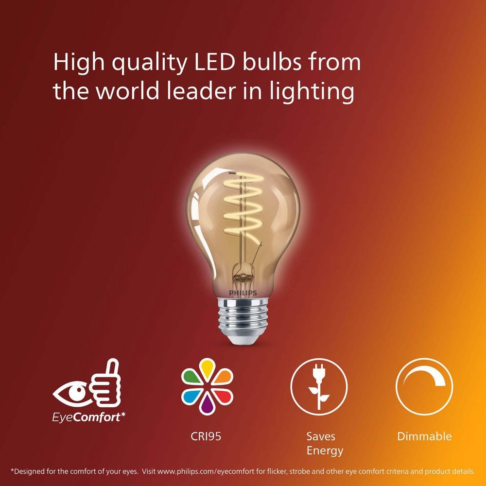 Amber Glass Dimmable Vintage LED A19 Light Bulb