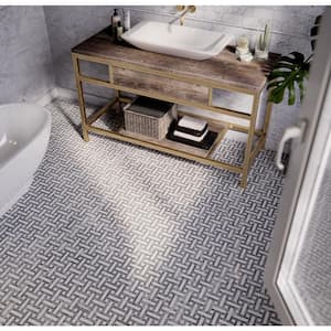 Benedict White 12 in. x 12 in. Basket Weave Mixed Marble Wall and Floor Mosaic Tile (10 sq. ft./Case)