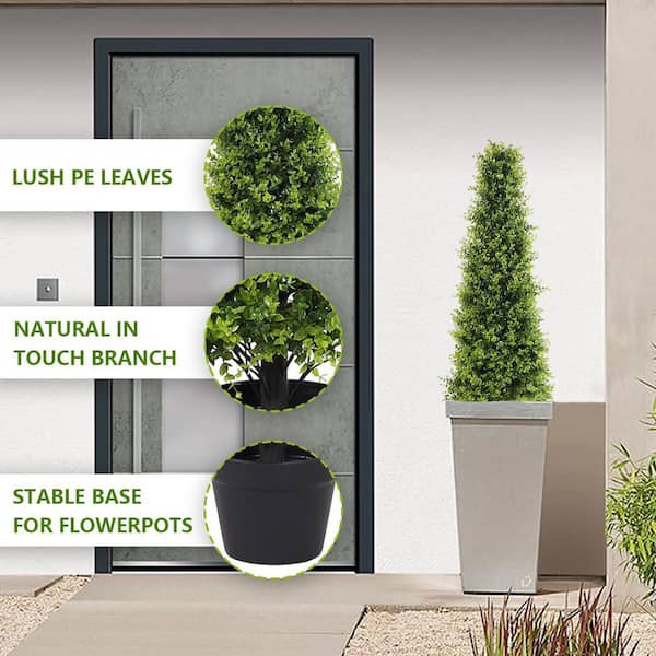 48 in. Artificial Topiary Trees, Faux Boxwood Plants UV Resistant