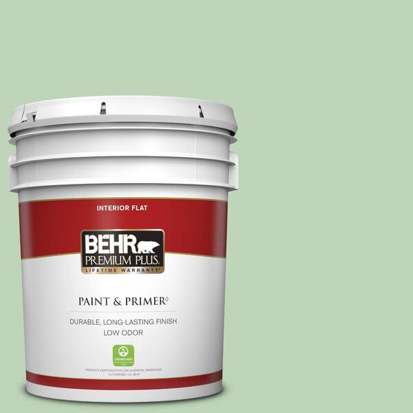 BEHR PREMIUM PLUS 5 gal. #M400-3 Bok Choy Flat Low Odor Interior Paint & Primer