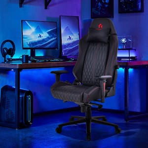 Faux Leather Swivel Ergonomic Gaming Chair in Black with Class-4-Gas Lift 4D Armrest And Adjustable Lumbar Support