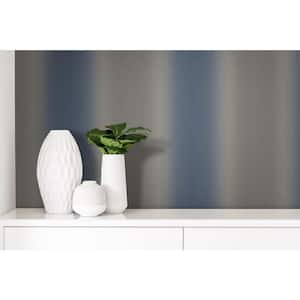 Shade Stripes Blue and Grey Paper Non - Pasted Strippable Wallpaper Roll Cover 60.75 sq. ft.