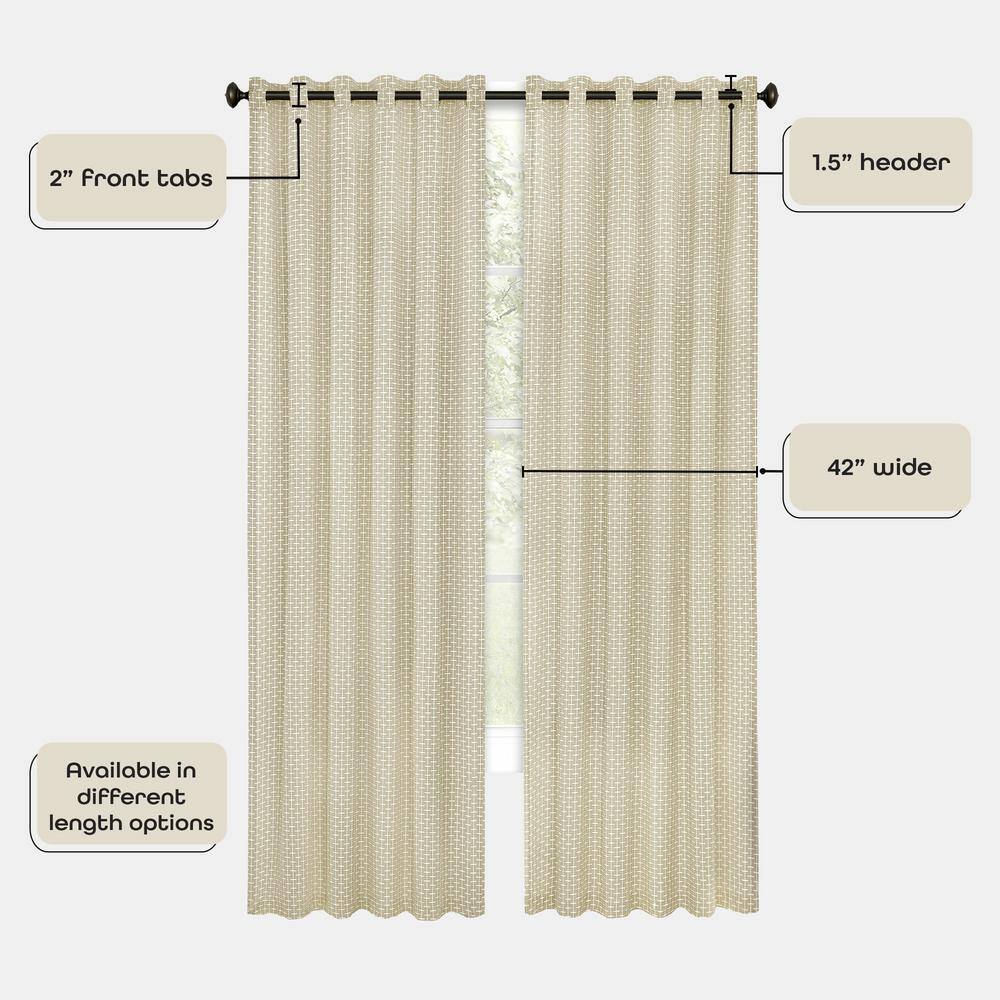 Tan Ground Length Light Filtering Grommet Top Drapes