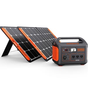 1000W Output/2000W Peak Portable Power Station Explorer 880-Push Start Solar Generator w/ 2-Solar Panels for Outdoors